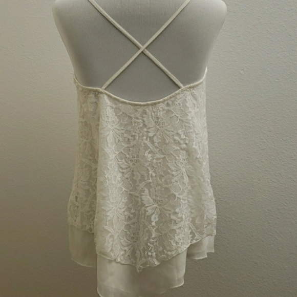 Abercrombie & Fitch Ivory Lace and Chiffon Top T60 - Picture 3 of 4